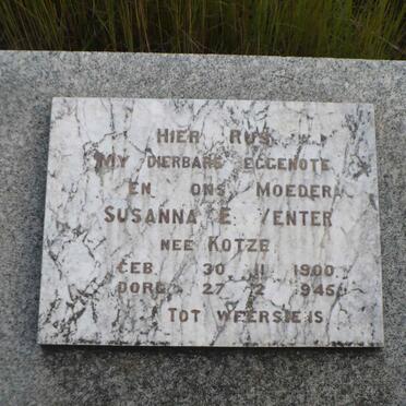 VENTER Susanna E. nee KOTZE 1900-1945