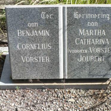 VORSTER Benjamin Cornelius &amp; Martha Catharina JOUBERT formerly VORSTER