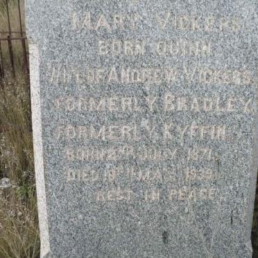 VICKERS Mary formerly BRADLEY formerly KYFFIN nee QUINN 1871-1939