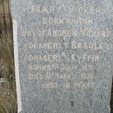 VICKERS Mary formerly BRADLEY formerly KYFFIN nee QUINN 1871-1939