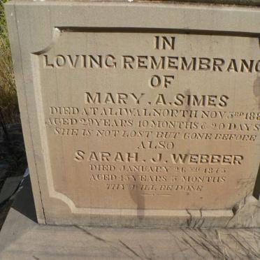 WEBBER Sarah J. -1873 :: SIMES Mary A. -1883