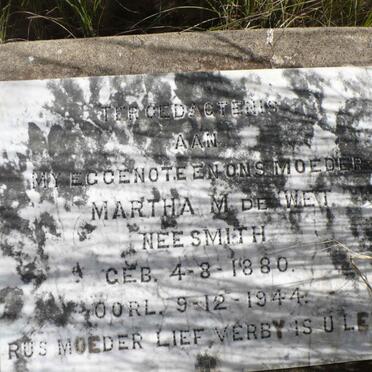 WET Martha M., de nee SMITH 1880-1944