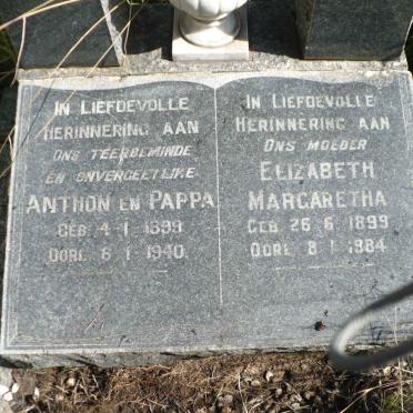 WESSELS Anthon 1899-1940 &amp; Elizabeth Margaretha 1899-1984