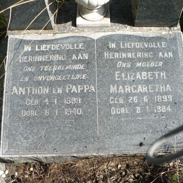 WESSELS Anthon 1899-1940 &amp; Elizabeth Margaretha 1899-1984