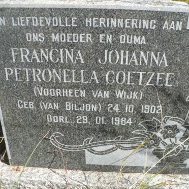 WIJK Frederik Jacobus, van 1896-1962 &amp; COETZEE Francina Johanna Petronella voorheen VAN WIJK nee VAN BILJON 1902-1984