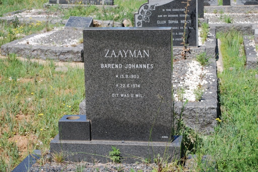 ZAAYMAN Barend Johannes 1903-1974