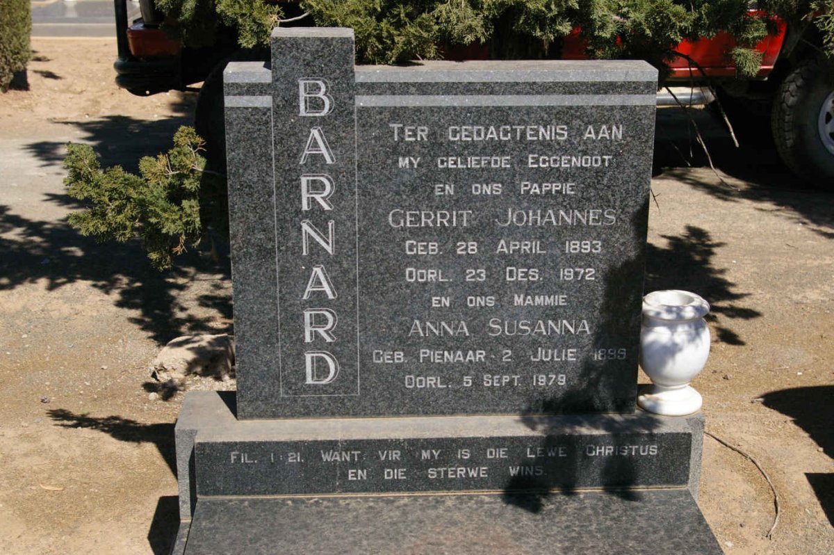 BARNARD Gerrit Johannes 1893-1972 &amp; Anna Susanna PIENAAR 1899-1979