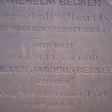 BECKER Wilhelm 1831-1874 :: BECKER Pieter Jacobus 1874-1875