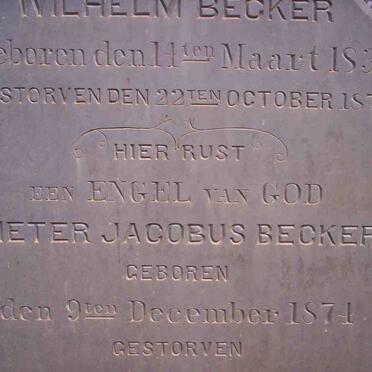 BECKER Wilhelm 1831-1874 :: BECKER Pieter Jacobus 1874-1875