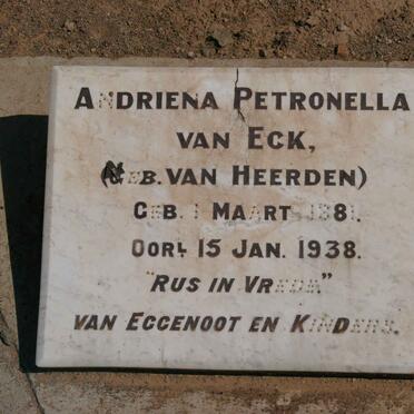 ECK Andriena Petronella, van nee VAN HEERDEN 1881-1938
