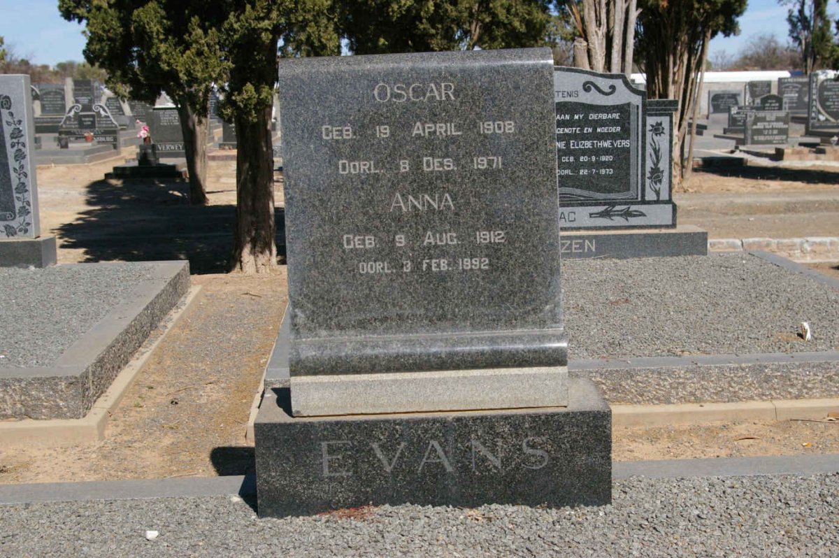 EVANS Oscar 1908-1971 &amp; Anna 1912-1992