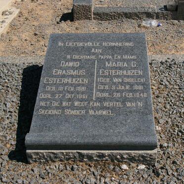 ESTERHUIZEN Dawid Erasmus 1881-1961 &amp; Maria C. VAN ONSELEN 1891-1946