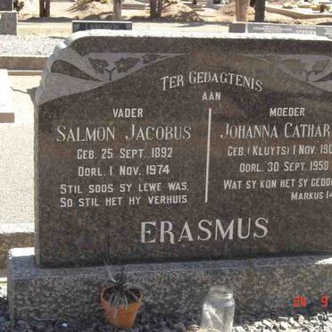 ERASMUS Salmon Jacobus 1892-1974 &amp; Johanna Catharina KLUYTS 1901-1958