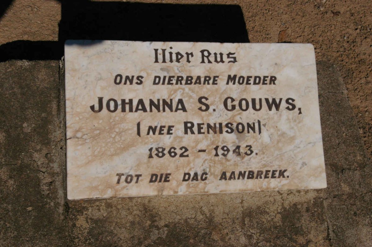 GOUWS Johanna S. nee RENISON 1862-1943