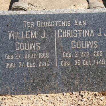 GOUWS Willem J. 1868-1945 &amp; Christina J.J. 1868-1949