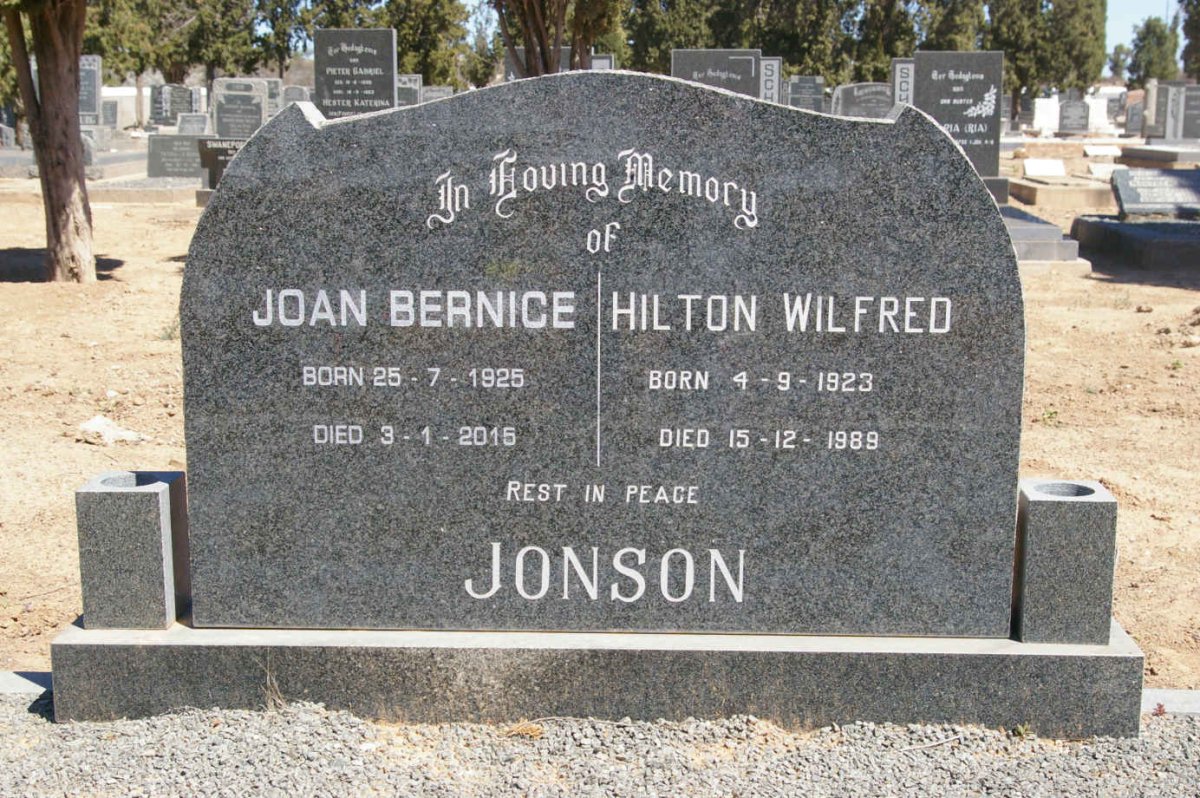 JONSON Hilton Wilfred 1923-1989 &amp; Joan Bernice 1925-2015