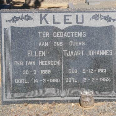 KLEU Tjaart Johannes 1861-1952 &amp; Ellen VAN HEERDEN 1889-1960
