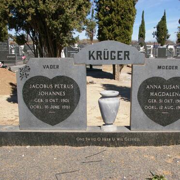 KRUGER Jacobus Petrus Johannes 1901-1981 &amp; Anna Susanna Magdalena 1901-1973