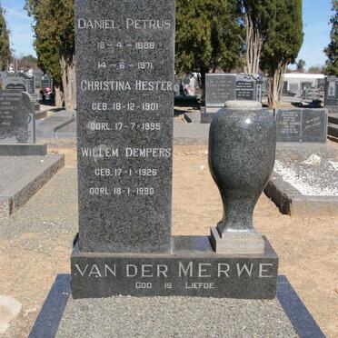 MERWE Daniel Petrus, van der 1888-1971 &amp; Christina Hester 1901-1995 :: MERWE Willem Dempers, van der 1926-1990