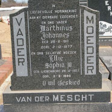 MESCHT Marthinus Johannes, van der 1911-1977 &amp; Ellie Sophia W. LIEBENBERG 1907-1998