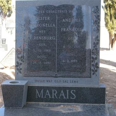 MARAIS Andries Francois 1911-1995 &amp; Hester Petronella V. RENSBURG 1918-1982