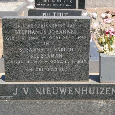 NIEUWENHUIZEN Stephanus Johannes, J.v. 1899-1982 &amp; Susanna Elizabeth SEAMAN 1910-1987
