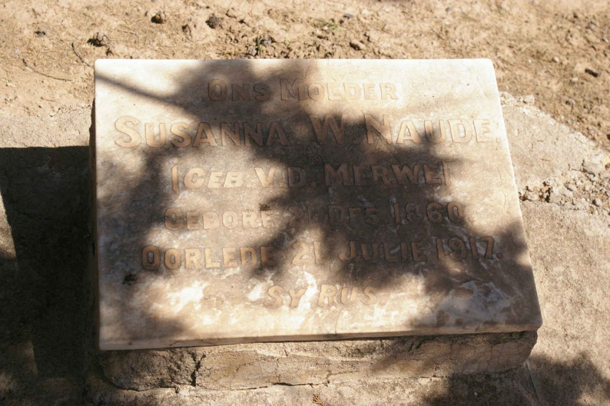 NAUDE Susanna W. nee V.D. MERWE 1860-1917