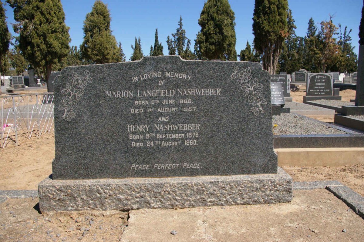 NASHWEBBER Henry 1879-1960 &amp; Marion LANGFIELD 1886-1957