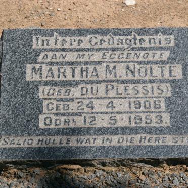 NOLTE Martha M. nee DU PLESSIS 1906-1953