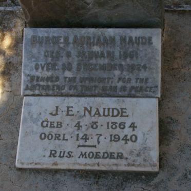 NAUDE Burger Adriaan 1861-1924 &amp; J.E. 1864-1940