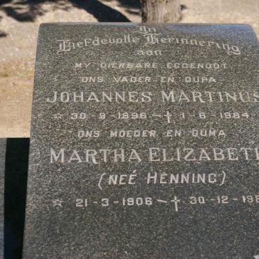 NIEKERK Johannes Martinus, van 1896-1984 &amp; Martha Elizabeth HENNING 1906-1988