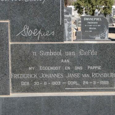 RENSBURG Frederick Johannes, Janse van 1903-1969 &amp; Jacoba Sophia WEIDEMAN 1912-1981