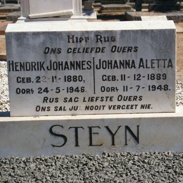 STEYN Hendrik Johannes 1880-1946 &amp; Johanna Aletta 1889-1948