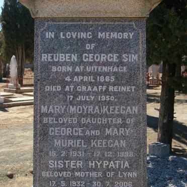 SIM Reuben George 1865-1950 :: KEEGAN Mary 1931-1998 :: KEEGAN Hypatia 1932-2006