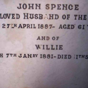 SPENCE John -1887 :: SPENCE Willie 1881-1897