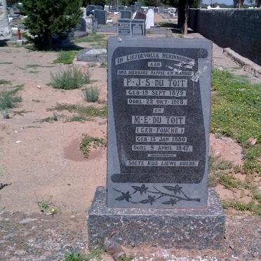 TOIT P.J.S., du 1879-1918 &amp; M.E. FOUCHE 1880-1947