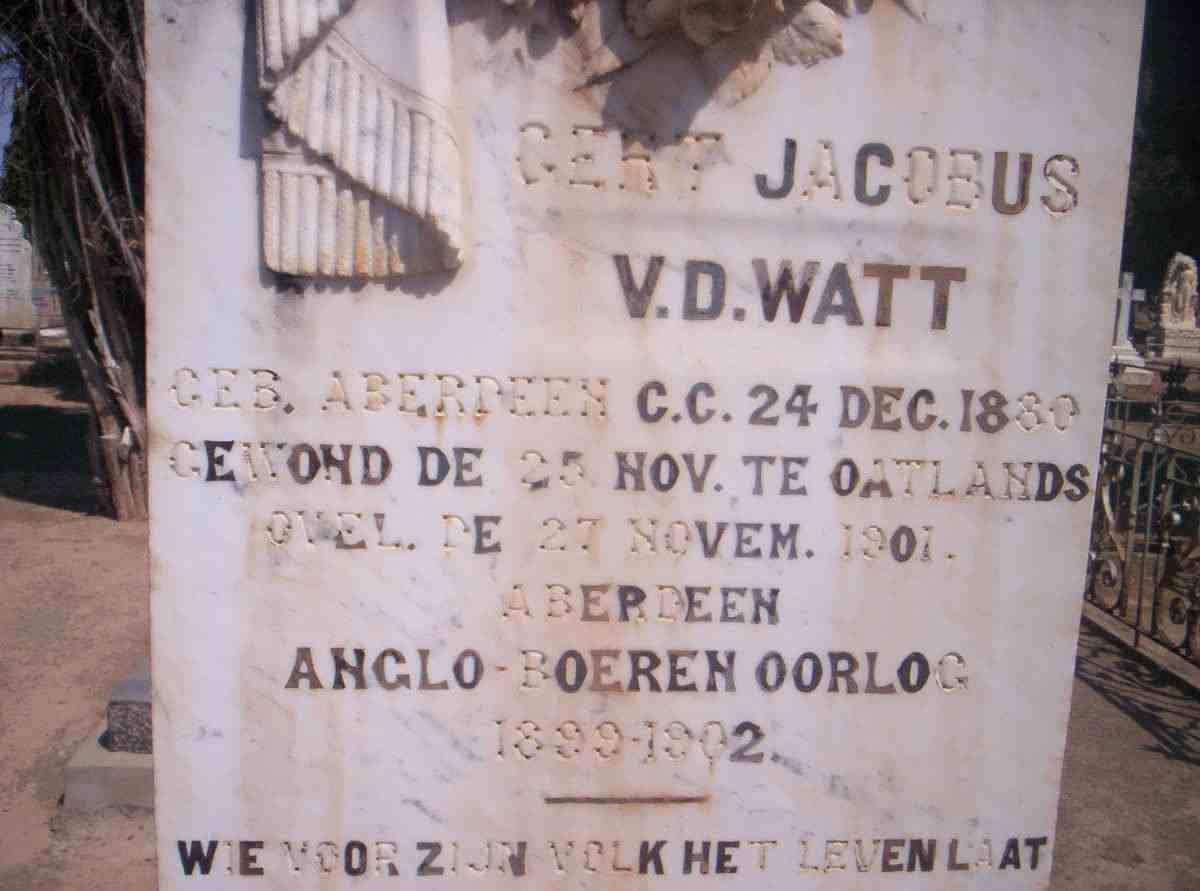 WATT Gert Jacobus, v.d. 1880-1901