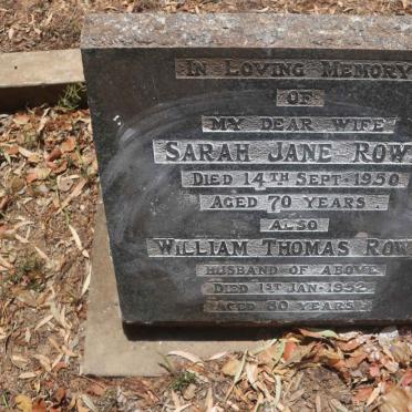 ROWE William Thomas -1952 &amp; Sarah Jane -1950