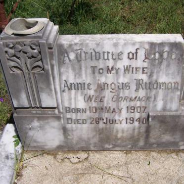 RUDMAN Annie Angus nee CORMACK 1907-1940
