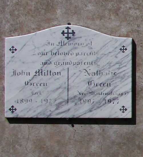 GREEN John Milton 1899-1971 &amp; Nathalie nee M? 1907-1977