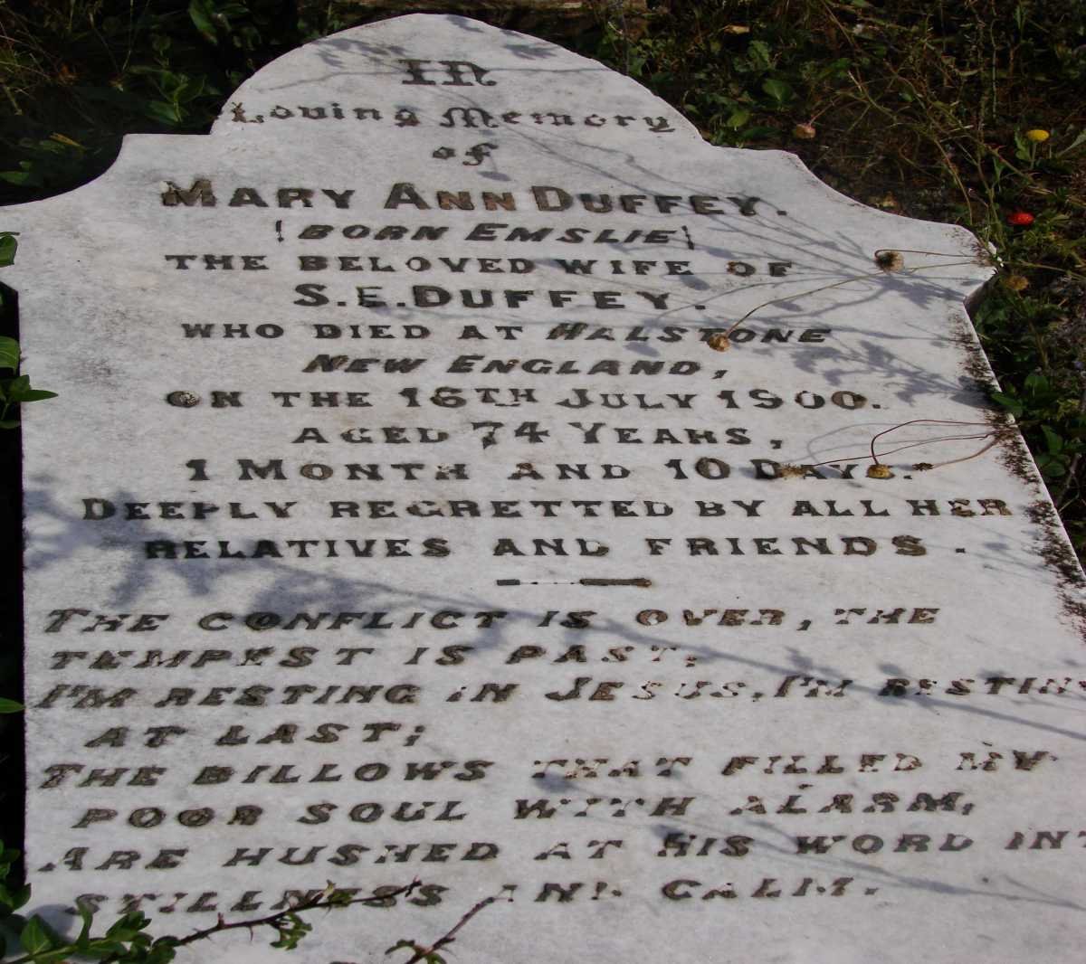 DUFFEY Mary Ann nee EMSLIE -1900