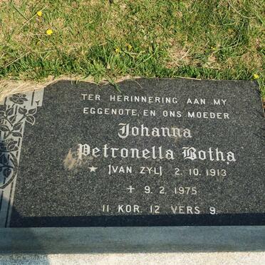 BOTHA Johanna Petronella nee VAN ZYL 1913-1975