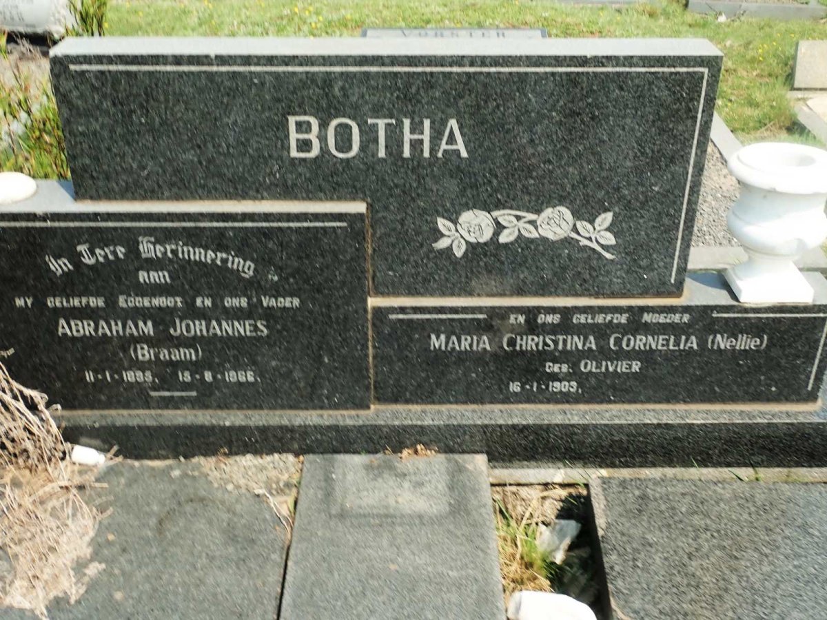 BOTHA Abraham Johannes 1895-1966 &amp; Maria Christina Cornelia OLIVIER 1903-1979