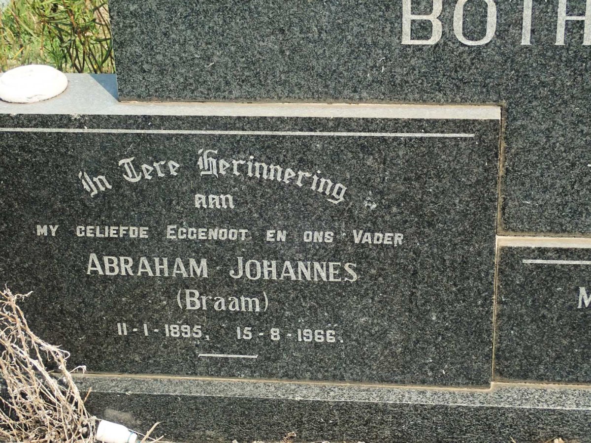 BOTHA Abraham Johannes 1895-1966 &amp; Maria Christina Cornelia OLIVIER 1903-1979