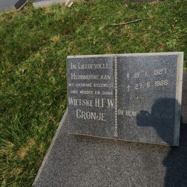 CRONJE Wietske H.F.W. 1927-1988