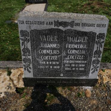 COETZEE Johannes Cornelius 1876-1955 &amp; Fridreike Cornelia GREYVENSTEIN 1886-1955