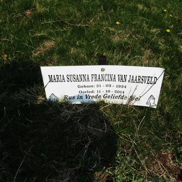 JAARSVELD Maria Susanna Francina, van 1934-2014