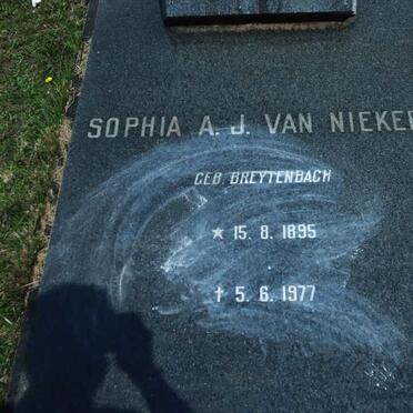 NIEKERK Sophia A.J., van nee BREYTENBACH 1895-1977