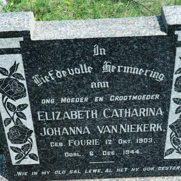 NIEKERK Elizabeth Catharina, van nee FOURIE 1903-1944