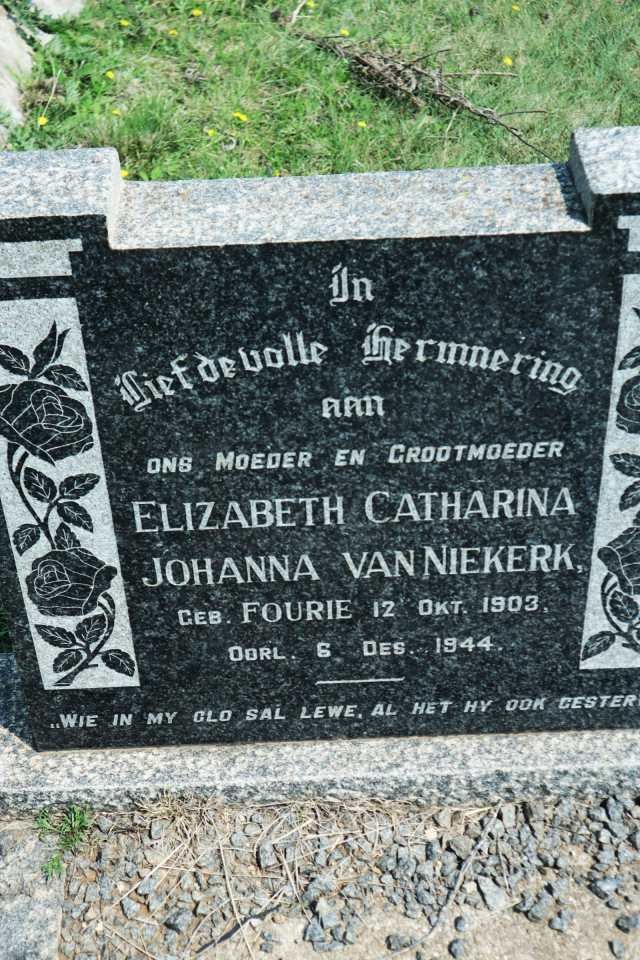 NIEKERK Elizabeth Catharina, van nee FOURIE 1903-1944